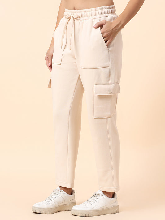 Track Pants for Women l Breathable & Soft with Color Fastness Regular Fit Fleece Fabric Solid Pattern Drawstring Closure