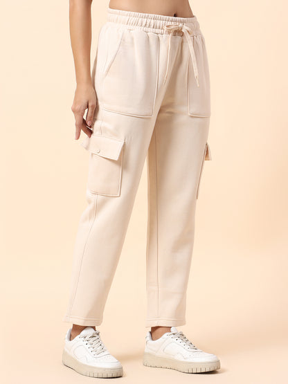 Track Pants for Women l Breathable & Soft with Color Fastness Regular Fit Fleece Fabric Solid Pattern Drawstring Closure