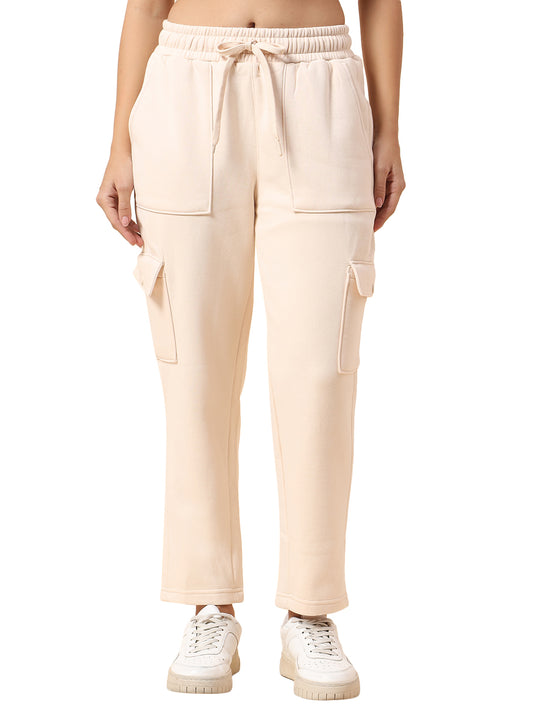 Track Pants for Women l Breathable & Soft with Color Fastness Regular Fit Fleece Fabric Solid Pattern Drawstring Closure