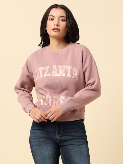 Crop Sweatshirt for Women |Winter Wear Fleece Fabric Pull-On Closure Regular Fit Printed Pattern