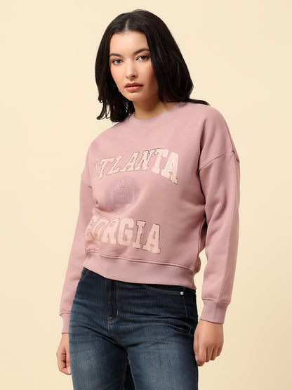 Crop Sweatshirt for Women |Winter Wear Fleece Fabric Pull-On Closure Regular Fit Printed Pattern