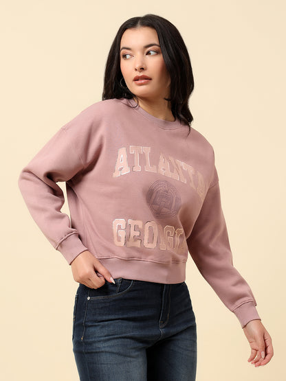 Crop Sweatshirt for Women |Winter Wear Fleece Fabric Pull-On Closure Regular Fit Printed Pattern