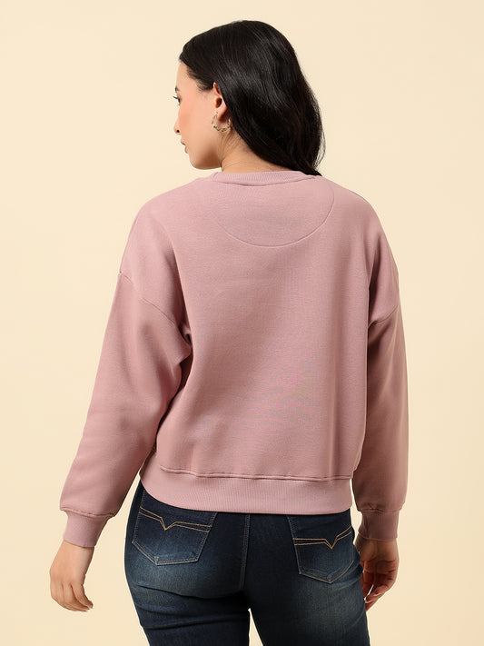 Crop Sweatshirt for Women |Winter Wear Fleece Fabric Pull-On Closure Regular Fit Printed Pattern