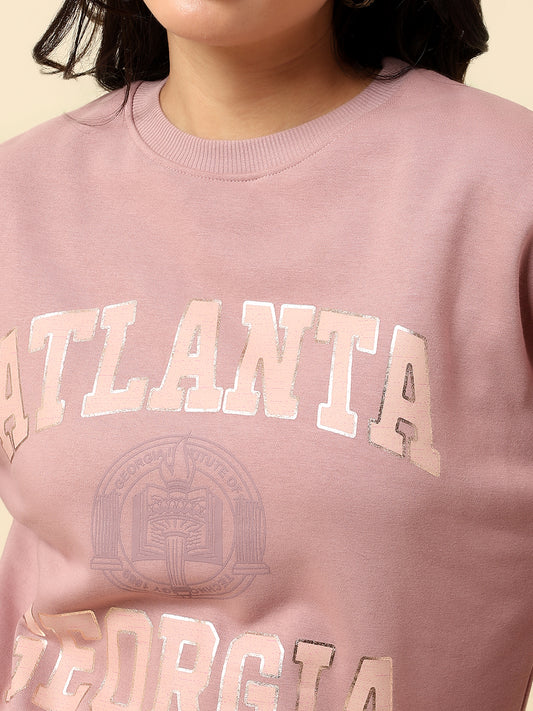 Crop Sweatshirt for Women |Winter Wear Fleece Fabric Pull-On Closure Regular Fit Printed Pattern