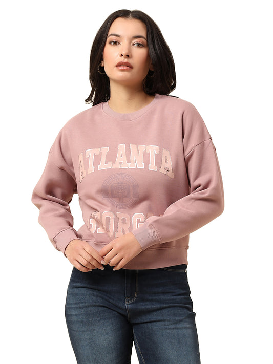 Crop Sweatshirt for Women |Winter Wear Fleece Fabric Pull-On Closure Regular Fit Printed Pattern