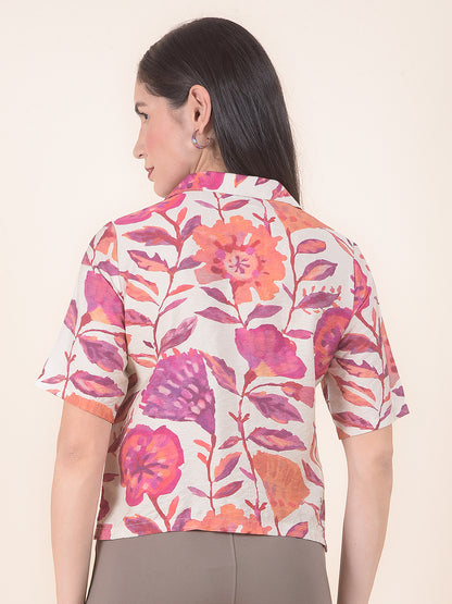 Women Onion Regular Fit Printed Half Sleeves Crop Top