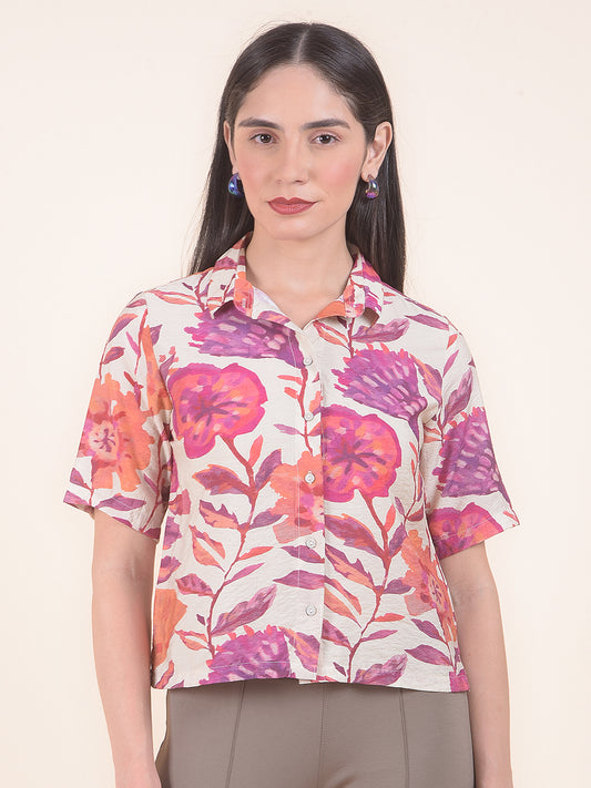 Women Onion Regular Fit Printed Half Sleeves Crop Top