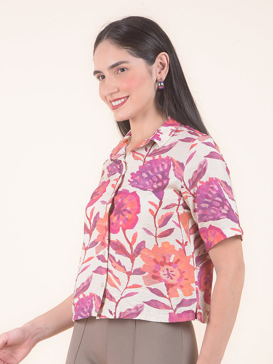 Women Onion Regular Fit Printed Half Sleeves Crop Top