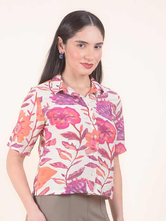 Women Onion Regular Fit Printed Half Sleeves Crop Top