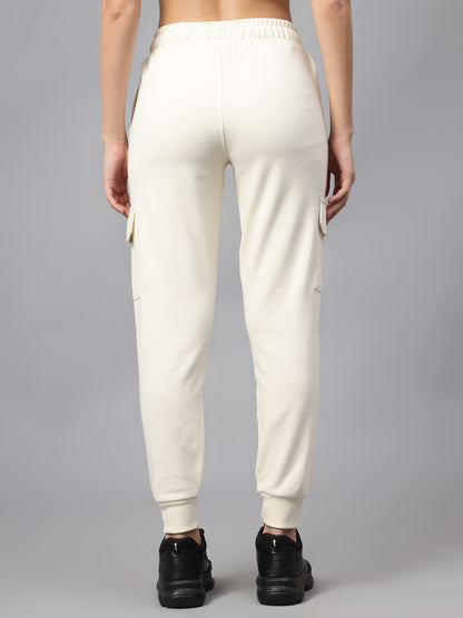 Women's Casual  Ivory Ankle length Mid rise Jogger Pants