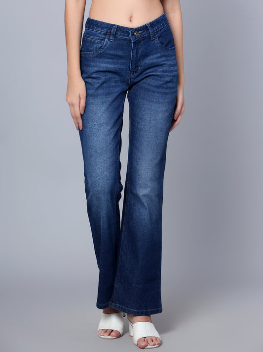 Cantabil Women Dark Blue Boot Cut Jeans (7153673994379)
