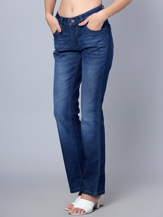Cantabil Women Dark Blue Boot Cut Jeans (7153673994379)