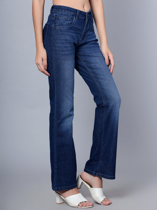 Cantabil Women Dark Blue Boot Cut Jeans (7153673994379)