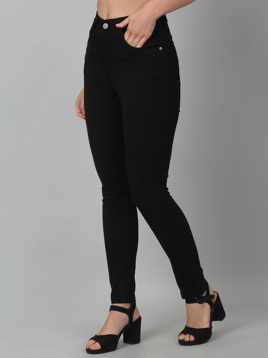 Women's Casual Skinny Fit Black No Fade Mid rise Jeans