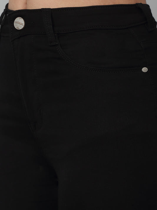 Women's Casual Skinny Fit Black No Fade Mid rise Jeans