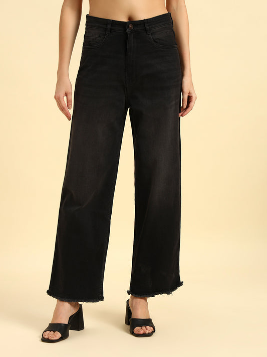 Denim Jeans for Women | Breathable & Soft with Color Fastness Slim Fit Cotton Fabric Solid Pattern Button Closure