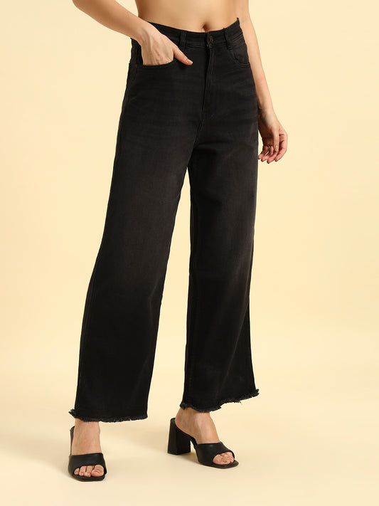 Denim Jeans for Women | Breathable & Soft with Color Fastness Slim Fit Cotton Fabric Solid Pattern Button Closure