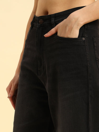 Denim Jeans for Women | Breathable & Soft with Color Fastness Slim Fit Cotton Fabric Solid Pattern Button Closure