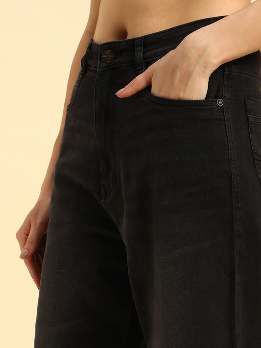 Denim Jeans for Women | Breathable & Soft with Color Fastness Slim Fit Cotton Fabric Solid Pattern Button Closure