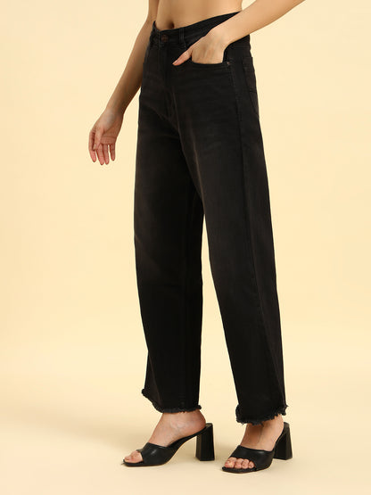 Denim Jeans for Women | Breathable & Soft with Color Fastness Slim Fit Cotton Fabric Solid Pattern Button Closure