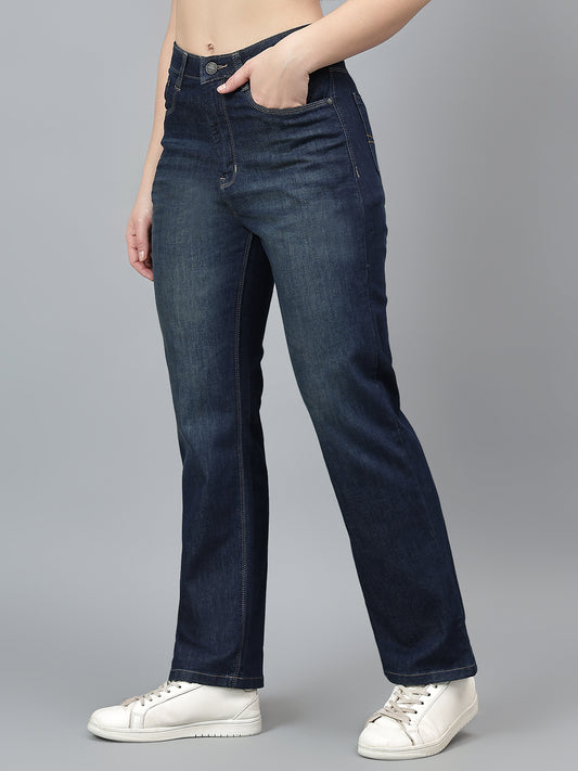 Women's Solid Blue Stretchable Jeans