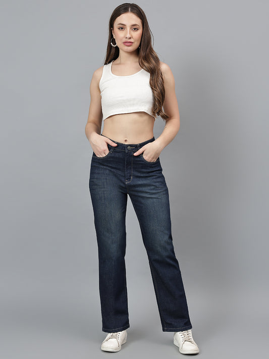 Women's Solid Blue Stretchable Jeans