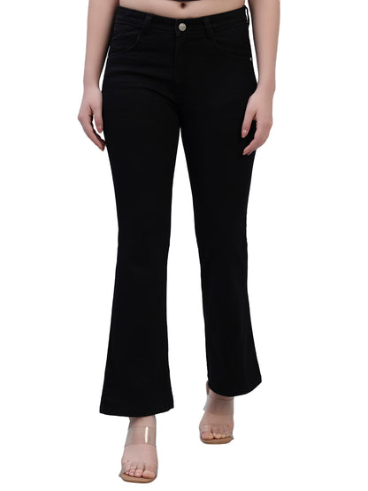 Women's Solid Denim Black Full Length Regualr Fit Casual Jeans