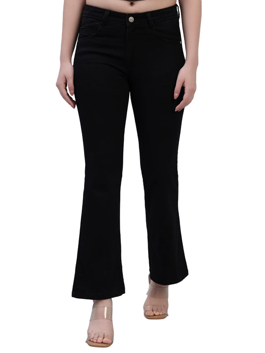 Women's Solid Denim Black Full Length Regualr Fit Casual Jeans