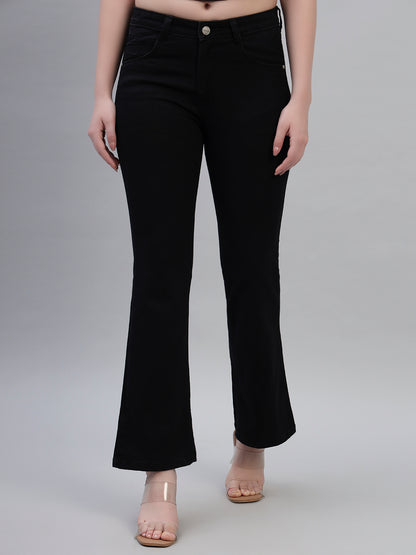 Women's Solid Denim Black Full Length Regualr Fit Casual Jeans