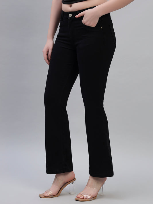 Women's Solid Denim Black Full Length Regualr Fit Casual Jeans