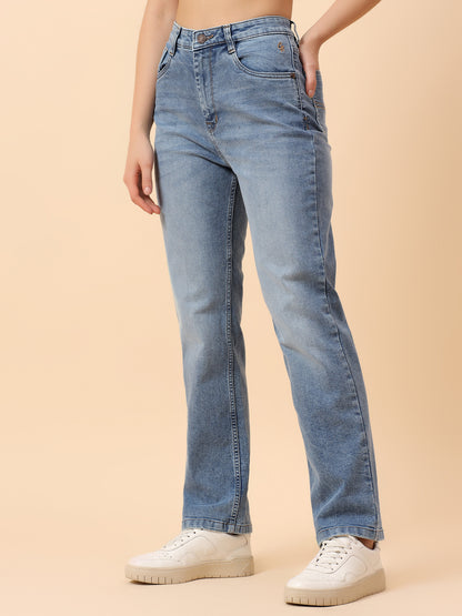 Denim Jeans for Women | Breathable & Soft with Color Fastness Slim Fit Cotton Fabric Solid Pattern Button Closure