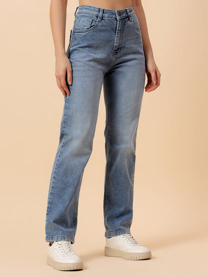 Denim Jeans for Women | Breathable & Soft with Color Fastness Slim Fit Cotton Fabric Solid Pattern Button Closure
