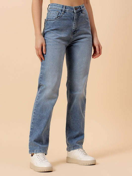 Denim Jeans for Women | Breathable & Soft with Color Fastness Slim Fit Cotton Fabric Solid Pattern Button Closure