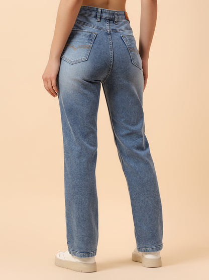 Denim Jeans for Women | Breathable & Soft with Color Fastness Slim Fit Cotton Fabric Solid Pattern Button Closure