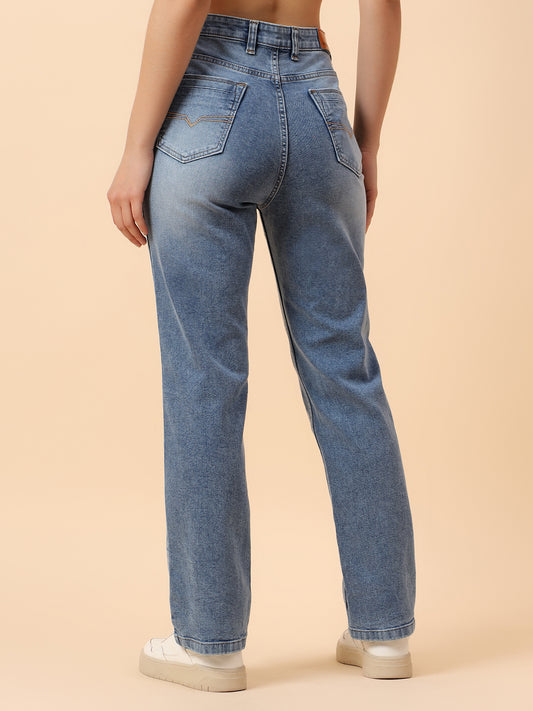 Denim Jeans for Women | Breathable & Soft with Color Fastness Slim Fit Cotton Fabric Solid Pattern Button Closure