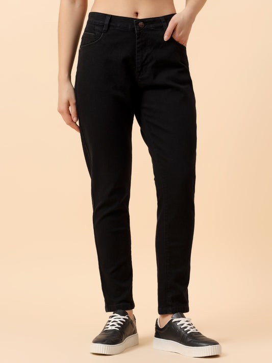 Denim Jeans for Women | Breathable & Soft with Color Fastness Slim Fit Cotton Fabric Solid Pattern Button Closure