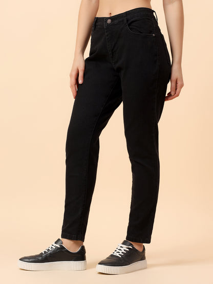 Denim Jeans for Women | Breathable & Soft with Color Fastness Slim Fit Cotton Fabric Solid Pattern Button Closure