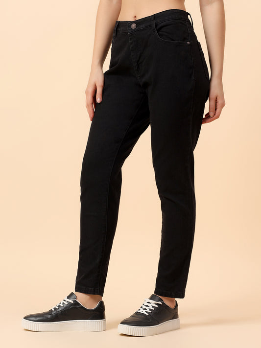 Denim Jeans for Women | Breathable & Soft with Color Fastness Slim Fit Cotton Fabric Solid Pattern Button Closure