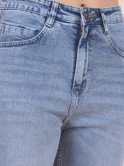 Denim Jeans for Women | Breathable & Soft with Color Fastness Straight Cut Cotton Blend Fabric Solid Pattern Button Closure