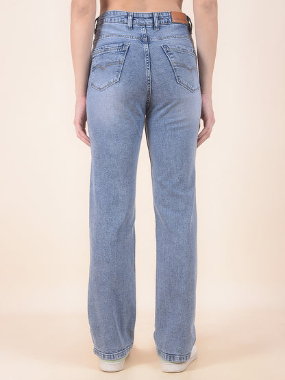 Denim Jeans for Women | Breathable & Soft with Color Fastness Straight Cut Cotton Blend Fabric Solid Pattern Button Closure
