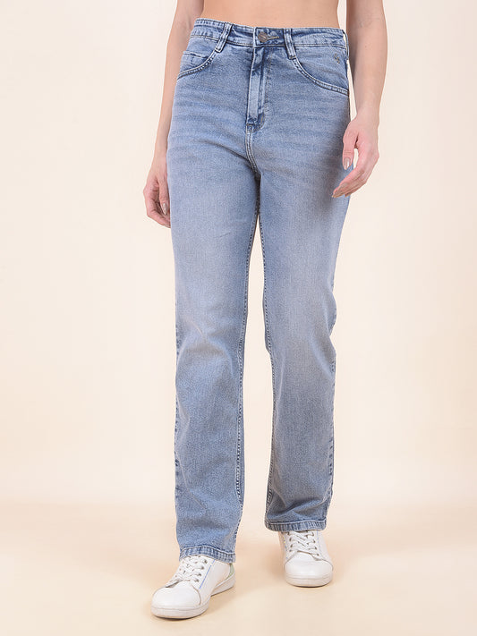 Denim Jeans for Women | Breathable & Soft with Color Fastness Straight Cut Cotton Blend Fabric Solid Pattern Button Closure