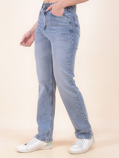 Denim Jeans for Women | Breathable & Soft with Color Fastness Straight Cut Cotton Blend Fabric Solid Pattern Button Closure