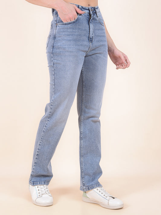 Denim Jeans for Women | Breathable & Soft with Color Fastness Straight Cut Cotton Blend Fabric Solid Pattern Button Closure