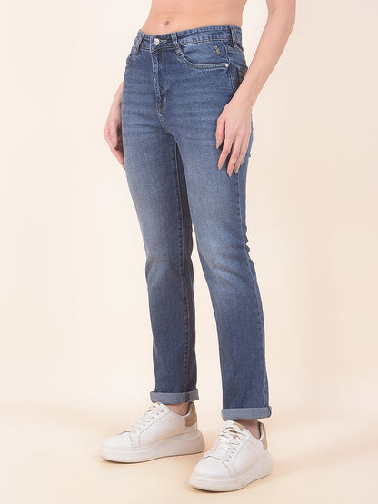 Denim Jeans for Women | Breathable & Soft with Color Fastness Slim Fit Cotton Blend Fabric Solid Pattern Button Closure