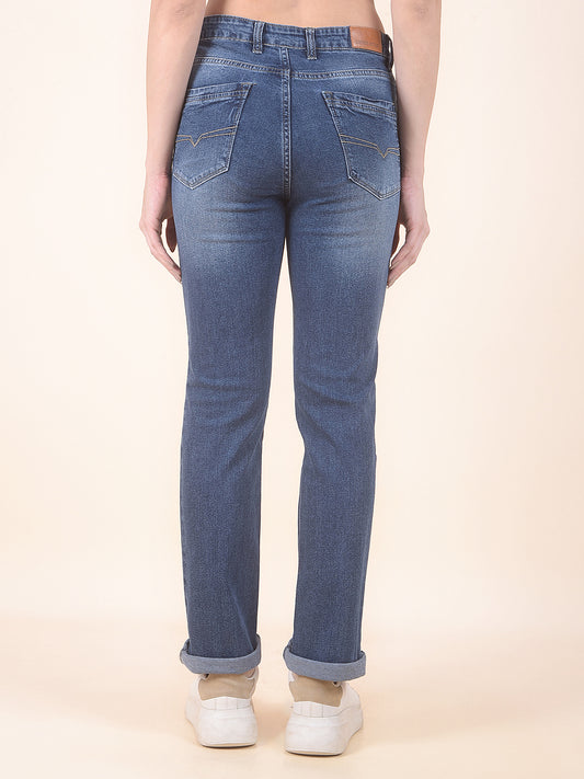 Denim Jeans for Women | Breathable & Soft with Color Fastness Slim Fit Cotton Blend Fabric Solid Pattern Button Closure
