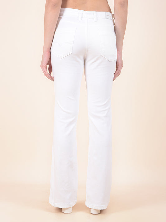Denim Jeans for Women | Breathable & Soft with Color Fastness Boot Cut Cotton Blend Fabric Solid Pattern Button Closure