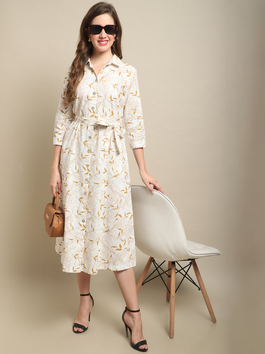 Cantabil Women Ivory White Dress (7121570103435)