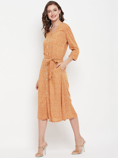 orange ditsy floral dress PrettyLittleThing Women's Plus Ditsy Floral Print Halterneck Shift Dress in Orange