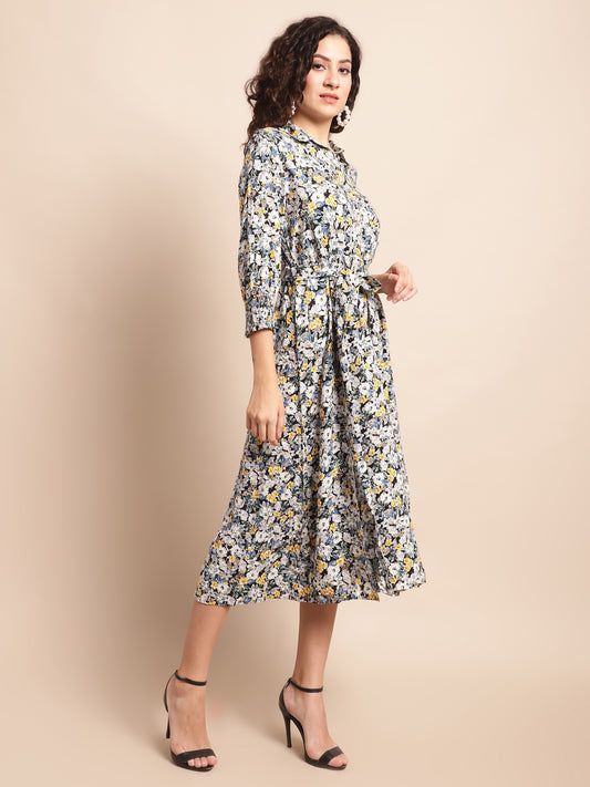 Cantabil Women Multicolored Printed Dress (7137906000011)