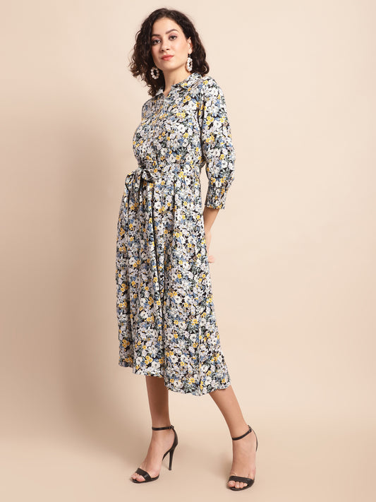 Cantabil Women Multicolored Printed Dress (7137906000011)